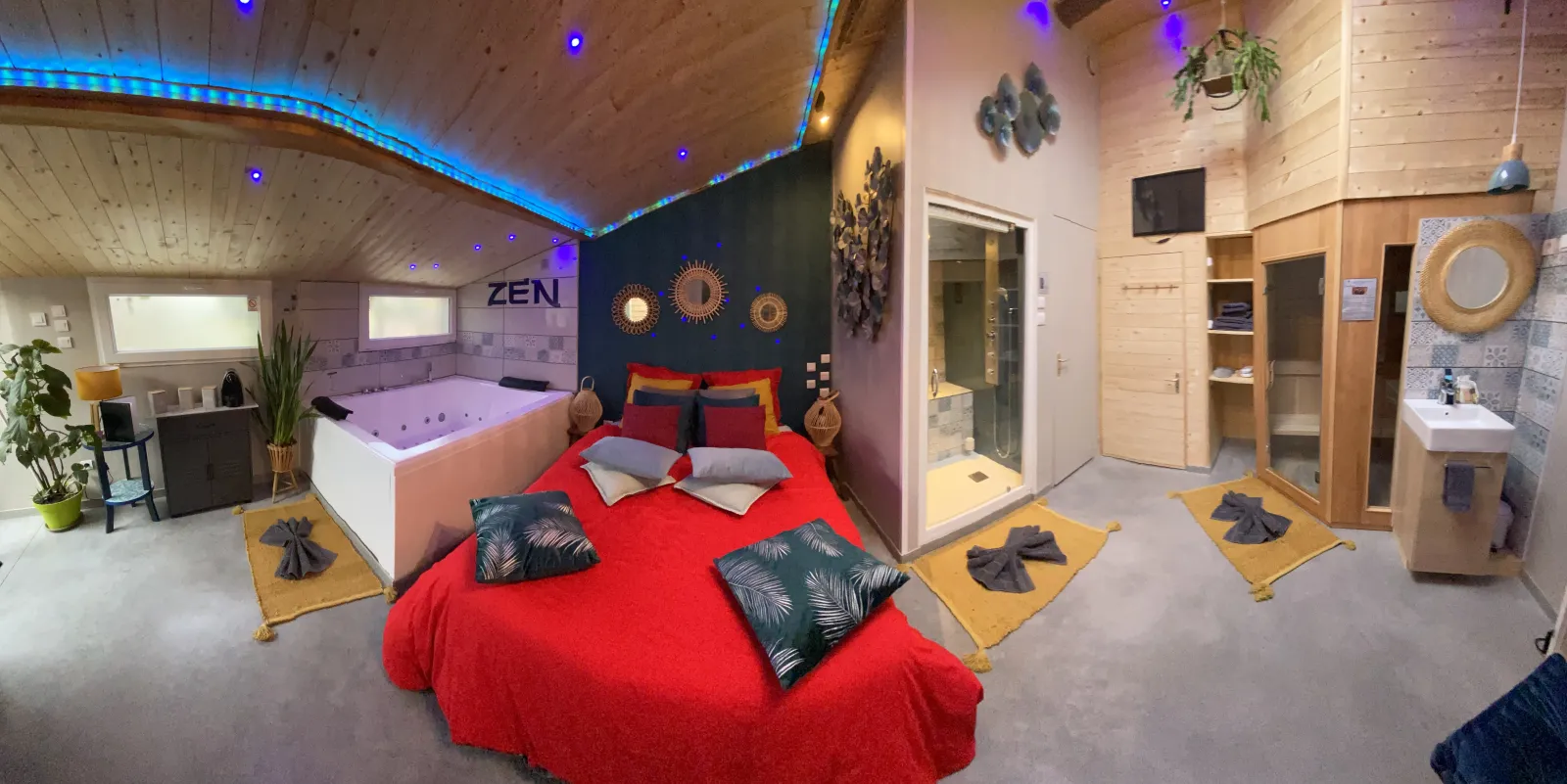 Zen - Jacuzzi XXL et sauna traditionnel pour deux à Niévroz (Ain), suite avec spa à Niévroz