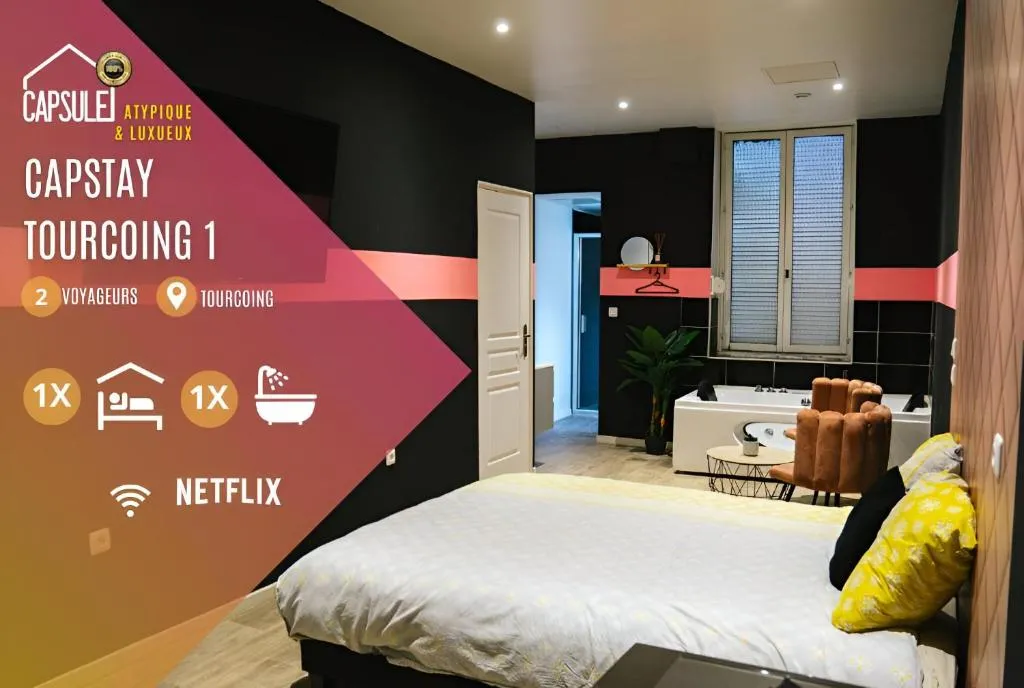 Le Capstay Point Central, suite avec spa à Tourcoing